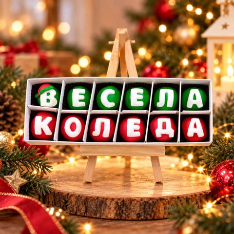 Бонбони с послание „Весела Коледа" – 12 бр.